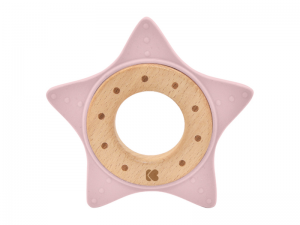 Kousátko silikon a dřevo Star Pink
